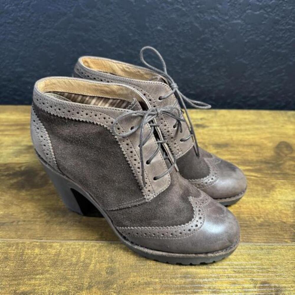 Sperry Top-Sider 9725714 Brown Leather Suede Wingtip Oxford Bootie Womens 6.5M